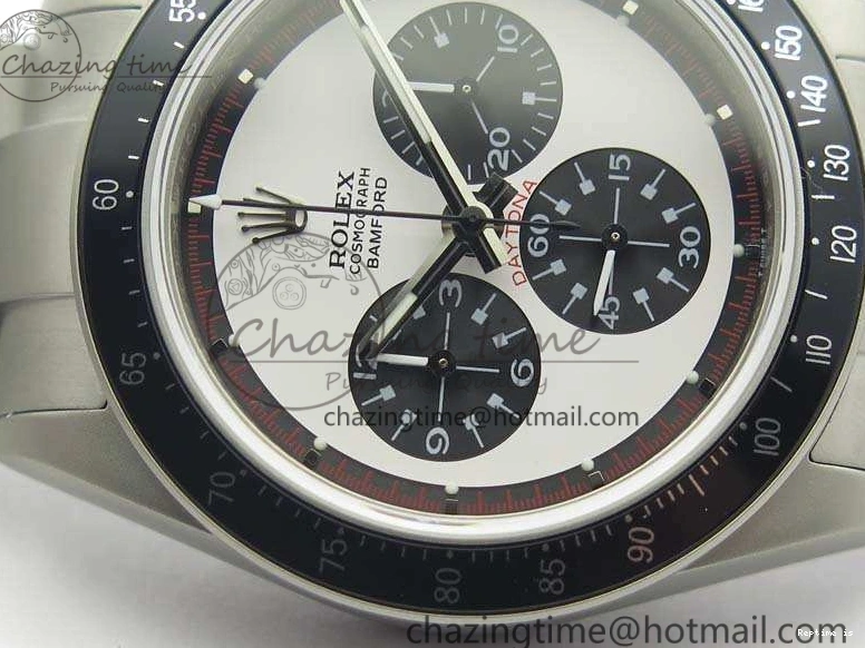 1225 Daytona Newman Sandblasted SS White Black Dial On SS Bracelet A Functional 3522